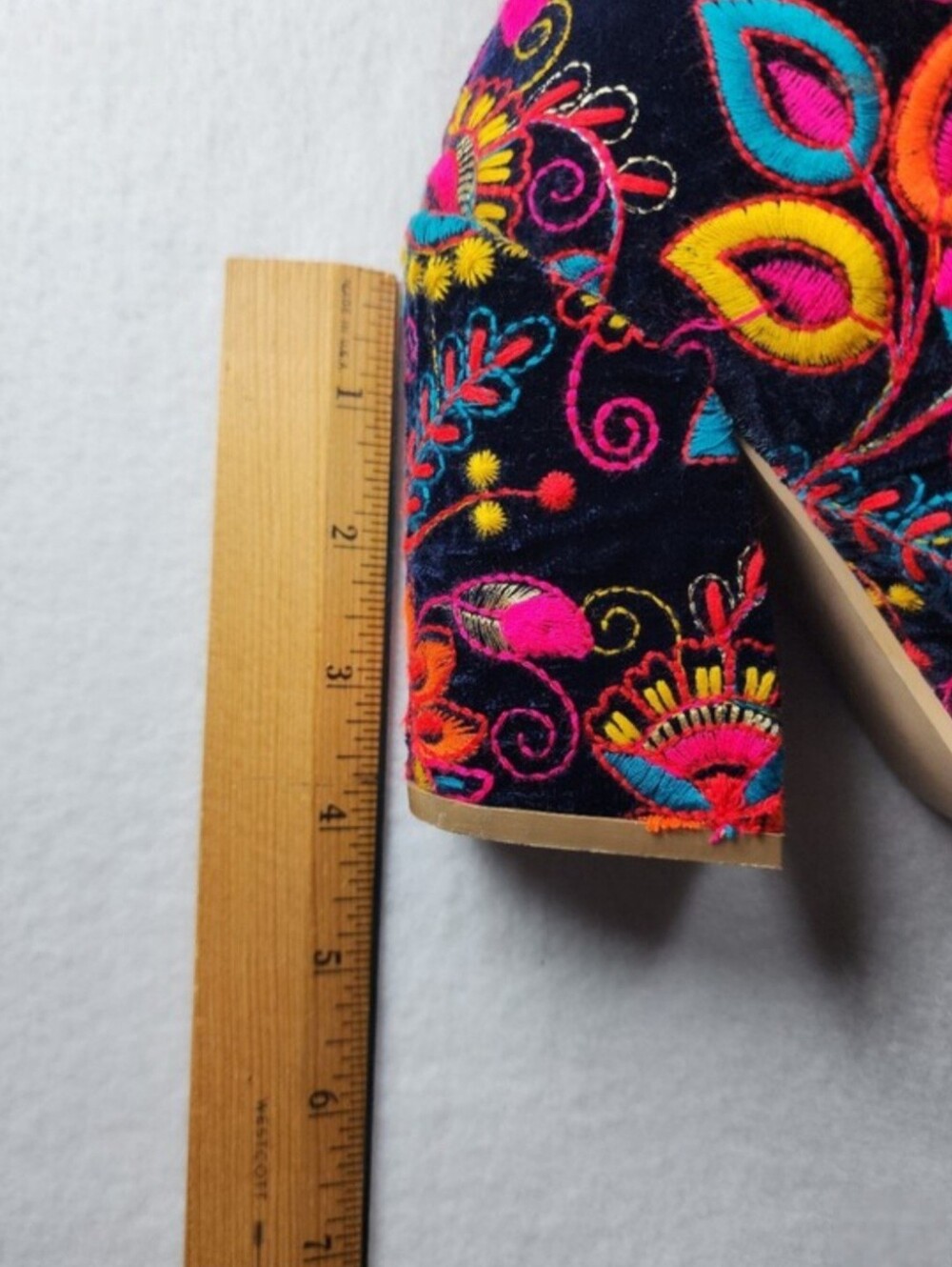 Embroidered Heeled Booties- Paisley,Funky & Bright Colored! NWOB SZ 6.5 - Picture 4 of 9